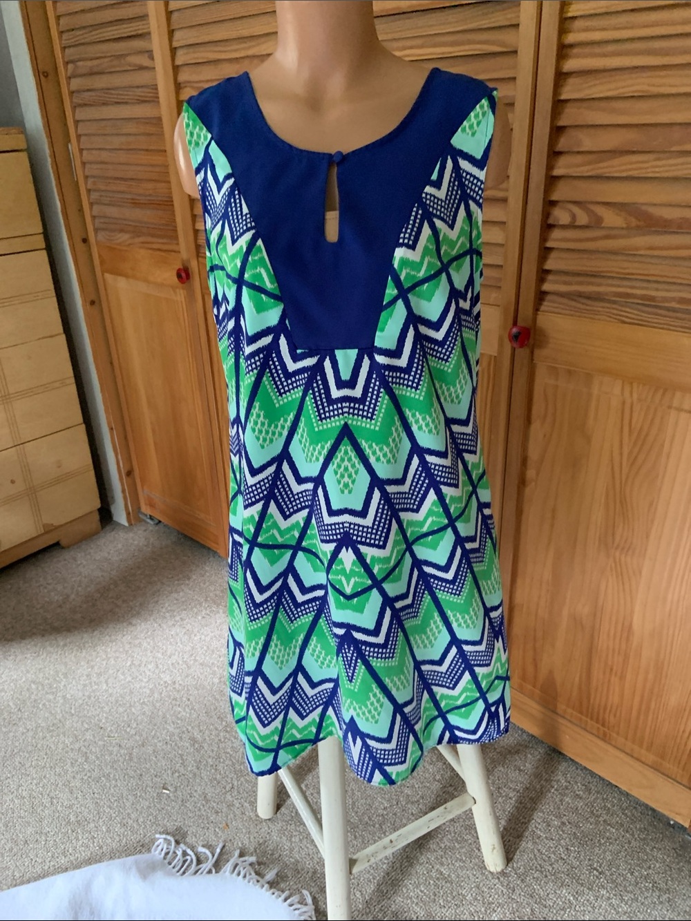 Sleeveless Blue & Green Miss Sixty A line dress